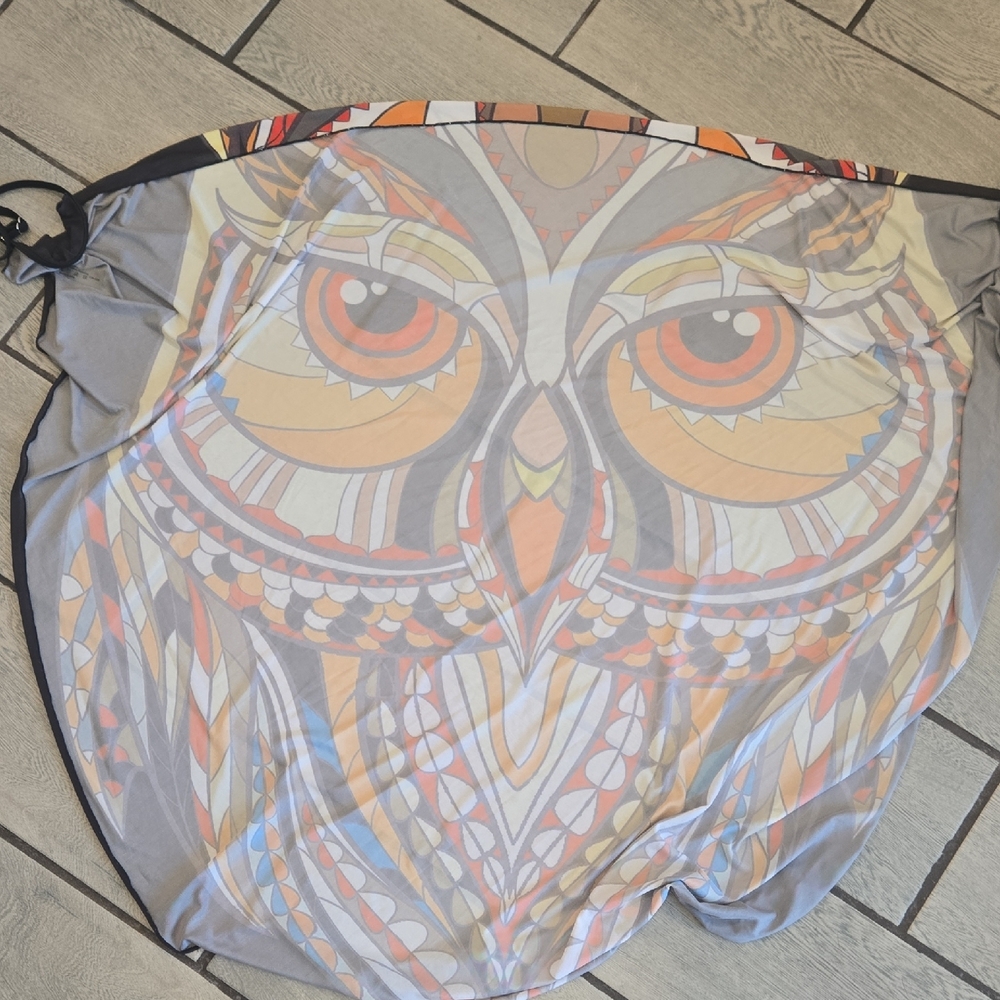 Original‎ One-Size Colorful Owl Print Sheer Swim Cover-Up - Picture 6 of 6